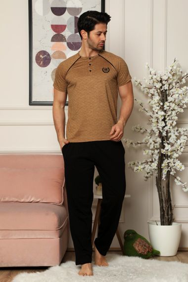 Nisanca Button Detailed 100% Cotton Short Sleeve Men's Pajamas Set - photo 4