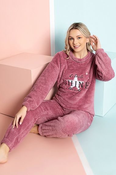 Nisanca Patterned Fully Plush Winter New Year Women's Pajama Set - photo 4