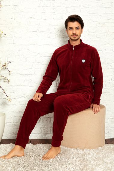 Nisanca Front Zipper Long Sleeve Fleece Men's Pajamas Set - photo 2