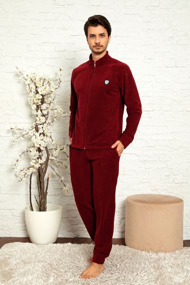 Nisanca Front Zipper Long Sleeve Fleece Men's Pajamas Set - photo 3