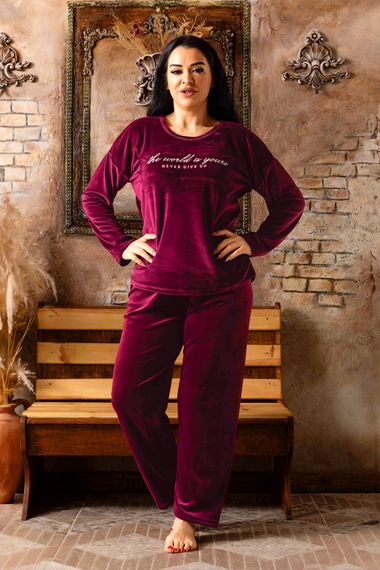 Nisanca Plus Size Velvet Women's Pajamas Set - Super Soft Velvet - photo 4