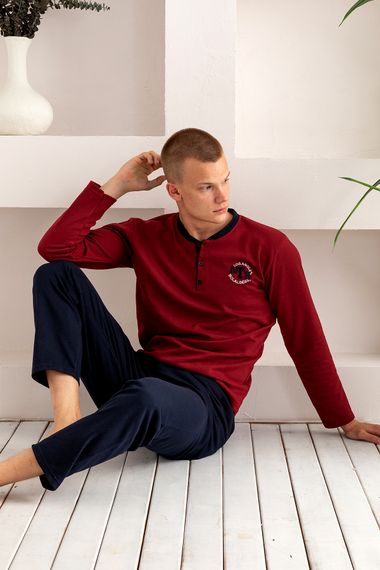 Nisanca Seasonal 2 Yarn Men's Cotton Pajamas Set - photo 1