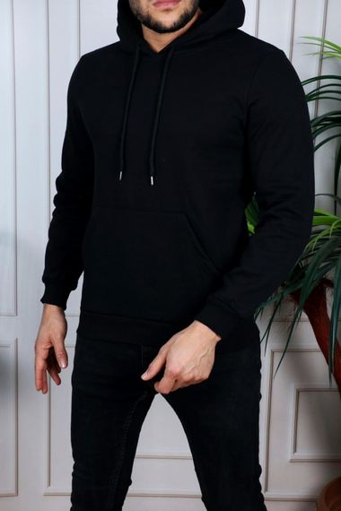  Trend Clothıng Basic Unisex Kanguru Cepli Kapüşonlu Sweatshirt Hoodie Sweat- Regular Fit- Kışlık İçi Polarlı  - fotoğraf 1