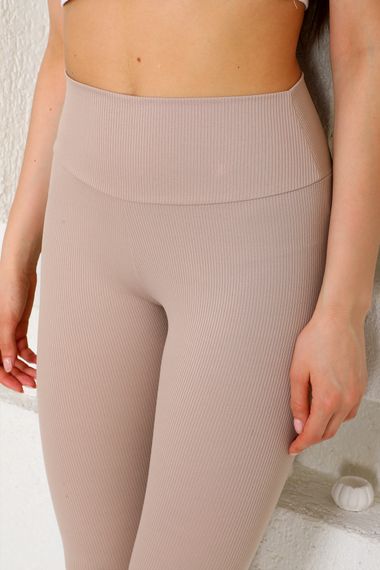 High Waist Ribbed Knitted Sport Leggings - photo 4