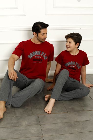 Father Son Combination Cotton Pajama Set - Single Piece Price - Short Sleeve Men's Pajama Set - photo 2