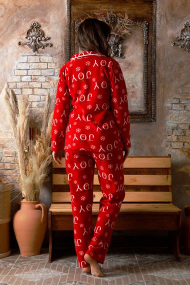 Winter New Year Patterned Women's Shirt Fleece Pajama Set - Deer Christmas Pajamas - photo 4