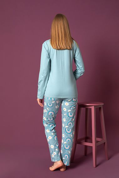 Nisanca Seasonal Long Sleeved 100% Cotton Women's Pajamas Set- Patterned Women's Pajamas - photo 4