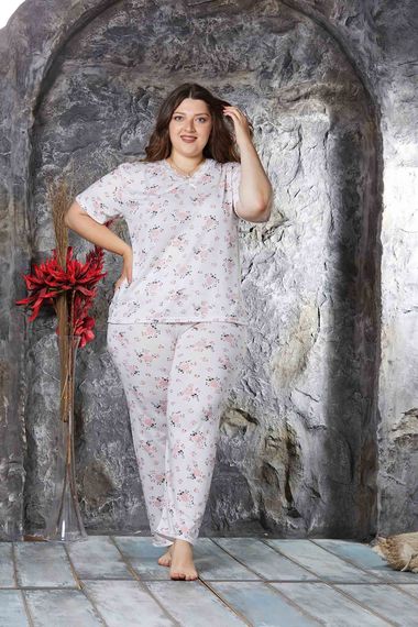 Nisanca Bamboo Plus Size Summer Women's Short Sleeve Pajamas Set - صورة 3