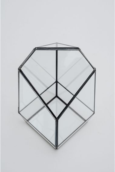 Anthracite Geometric Terrarium Glass Dome Lid Valens 24x11x11cm - photo 2
