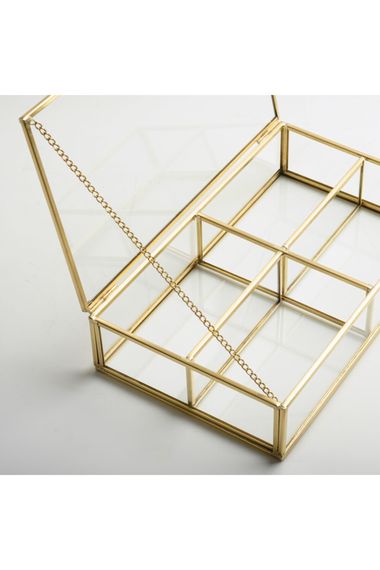 Jewelry Accessories Makeup Box Glass Organizer With Lid Gold Brass Brass 25x15x6cm - photo 5