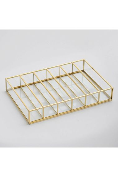 Jewelry Accessory Makeup Box Glass Organizer Without Lid Brass Gold Brass 30x20x6cm - photo 5