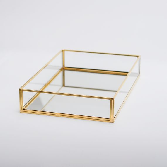 Tray Mirror Based Promise Engagement Presentation Table Gold Brass Brass 30x20x6cm - photo 3