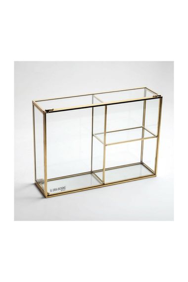 Gold Brass Brass 3-Compartment Glass Jewelry Accessory Box with Lid - photo 5