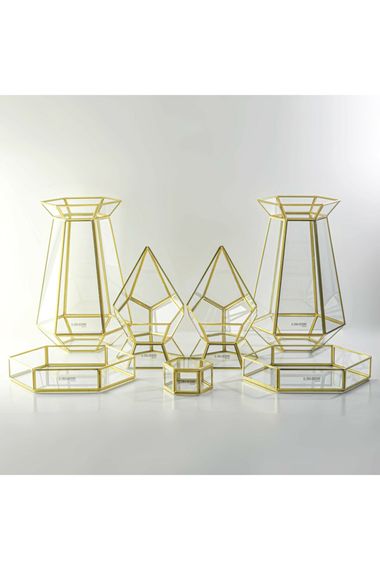 Gold Brass Brass Organization Presentation Table Prism Set Jardinyer Set