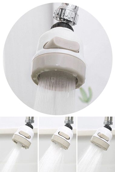 3-Function Rotating Head Spiral Faucet Head White Water Saving Tap Head