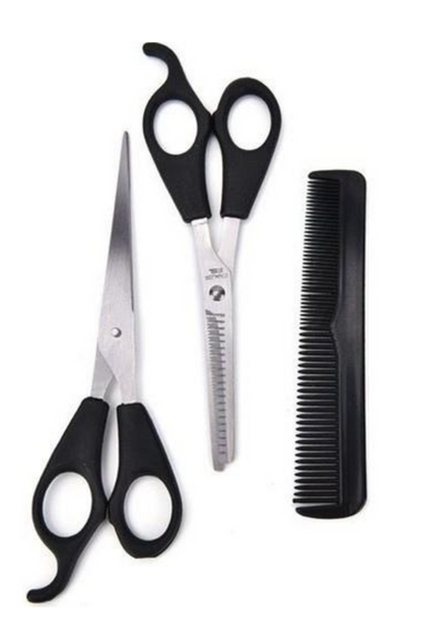 Hairdresser Set Hair Cutting and Thinning Scissors Comb - Barber Scissors Intermediate Scissors Comb Set of 3