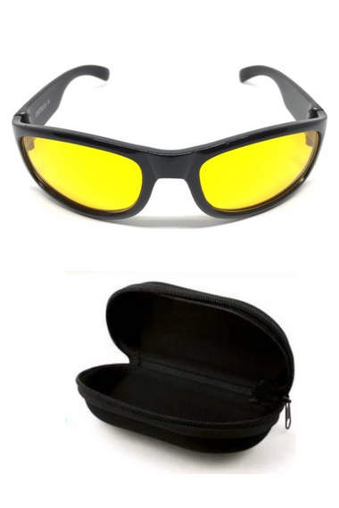 Motorcycle Cycling Goggles Yellow Glass Full Frame UV Protection Night Driving Anti-Far Sunglasses