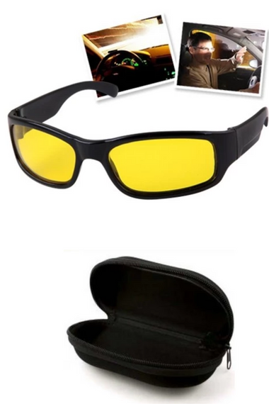 Motorcycle Cycling Goggles Yellow Glass Full Frame UV Protection Night Driving Anti-Far Sunglasses