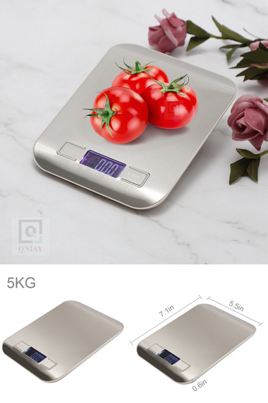 1 Gr-5 Kg عرض رقمي فاخر عالي الجودة من الفولاذ لقياس النظام الغذائي للمطبخ مقياس دقيق للمطبخ والفاكهة والخضروات - صورة 1