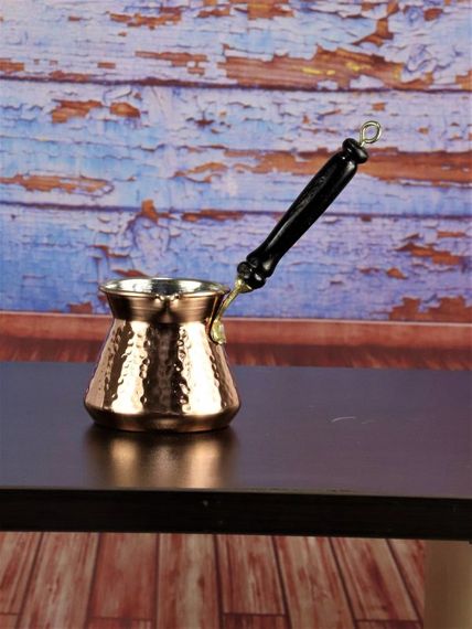 Morya Copper Coffee Pot Wooden Handle Thick Hammered Lump 5 Cups 300 ml - photo 1