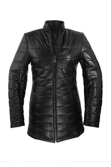 Lorette Women's Inflatable Genuine Leather Coat - photo 1