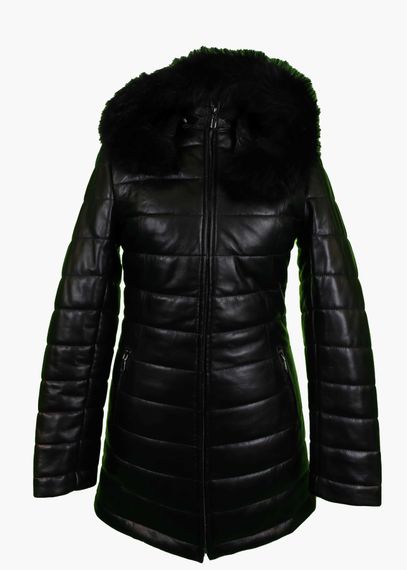 Swap Women's Inflatable Hooded Genuine Leather Coat - photo 1