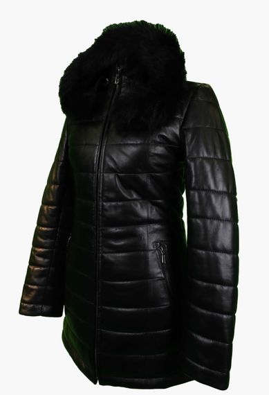 Swap Women's Inflatable Hooded Genuine Leather Coat - photo 2