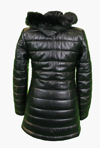 Swap Women's Inflatable Hooded Genuine Leather Coat - photo 3