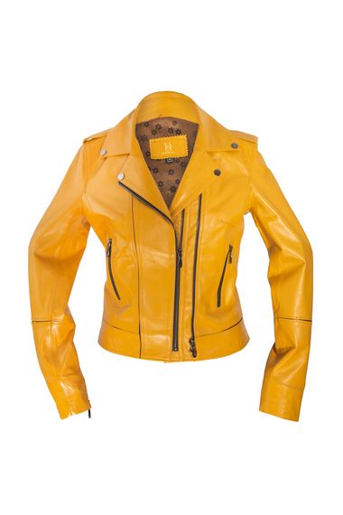 Harley Mustard Yellow Women's Genuine Leather Coat - photo 1