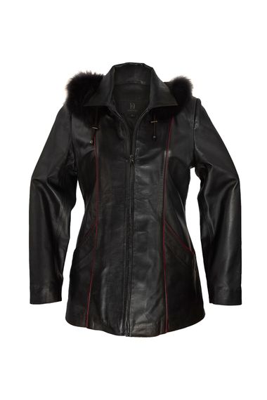 Papel Long Hooded Women's Genuine Leather Coat - photo 1