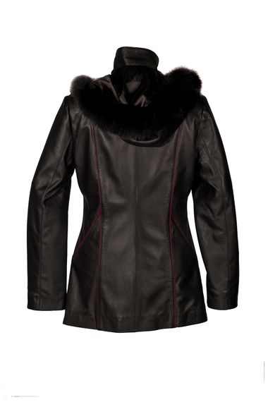 Papel Long Hooded Women's Genuine Leather Coat - photo 2