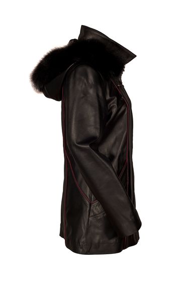 Papel Long Hooded Women's Genuine Leather Coat - photo 3