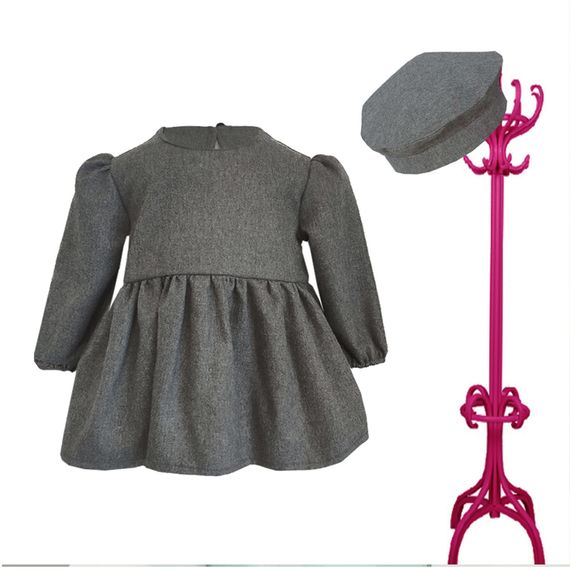 Girl Child Gray Dress Hat Suit Long Sleeve - photo 1