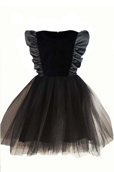 Girl's Leather Detailed Tutu Dress