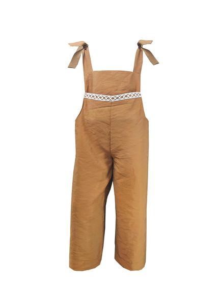 Girl's Brown Lace Detailed Front Pocket Overalls 4-8 Years - photo 1