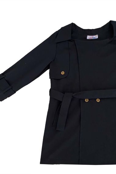 Kids Trench Coat Black With Belt - photo 2