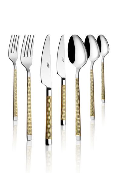 Pera Gold 7 Pieces Single Cutlery Set 18/10 Stainless Steel - photo 1