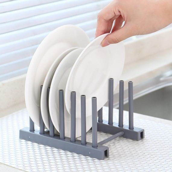 Piev Organizer Plate Rack Dish Rack رمادي - صورة 2