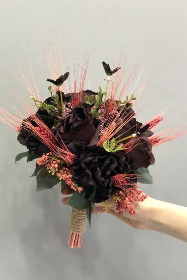 Burgundy Dried and Artificial Flowers Bridal Bouquet