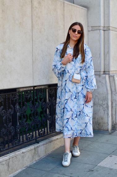 GÖKNUR ARSLAN FLOWER DETAILED SHIRT COLLAR DRESS - photo 2