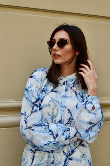 GÖKNUR ARSLAN FLOWER DETAILED SHIRT COLLAR DRESS - photo 5