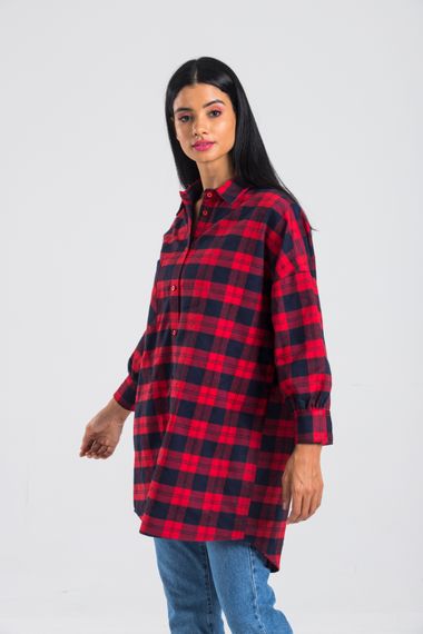 Oversize Plus Size Red Plaid Lumberjack Shirt - photo 4