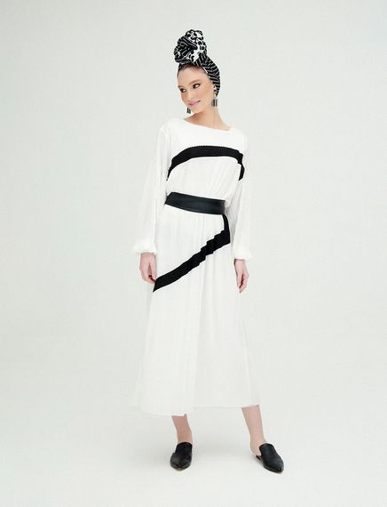 Long Sleeve Pleated Dress - photo 1