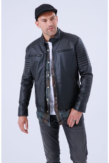 Men's Black Leather Water And Windproof Wool Leather Coat/Jacket - photo 2