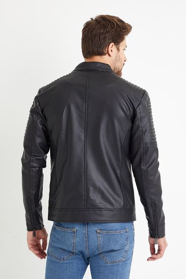 Men's Black Leather Water And Windproof Leather Coat/Jacket - photo 5