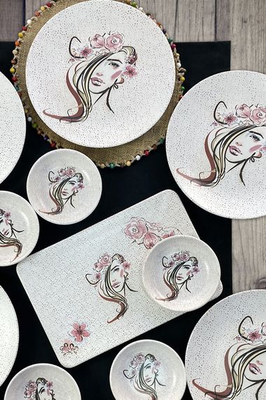 13 Pieces 6 Person Patterned Breakfast Set - photo 3