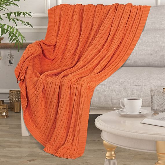 Uludağ Triko Orange 100% Organic Cotton Knitwear TV Blanket - photo 1