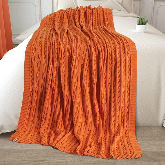 Uludağ Triko Orange 100% Organic Cotton Knitwear TV Blanket - photo 2