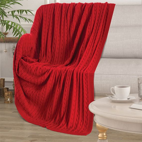 Uludağ Tricot Red 100% Organic Cotton Knitwear TV Blanket - photo 1