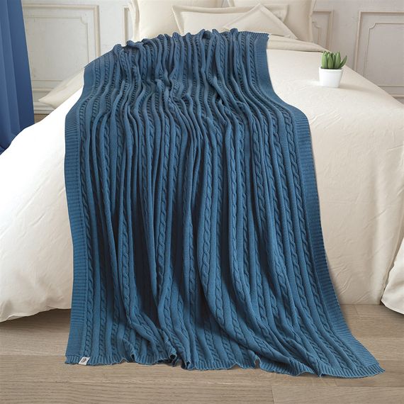 Uludağ Tricot Blue 100% Organic Cotton Knitwear TV Blanket - photo 2